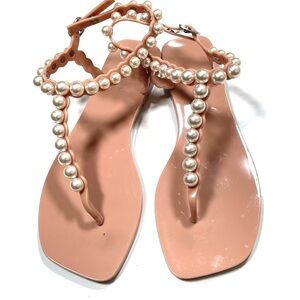 Jeffrey Campbell Pearlesque Imitation Pearl Ankle
Strap Sandals Size 8